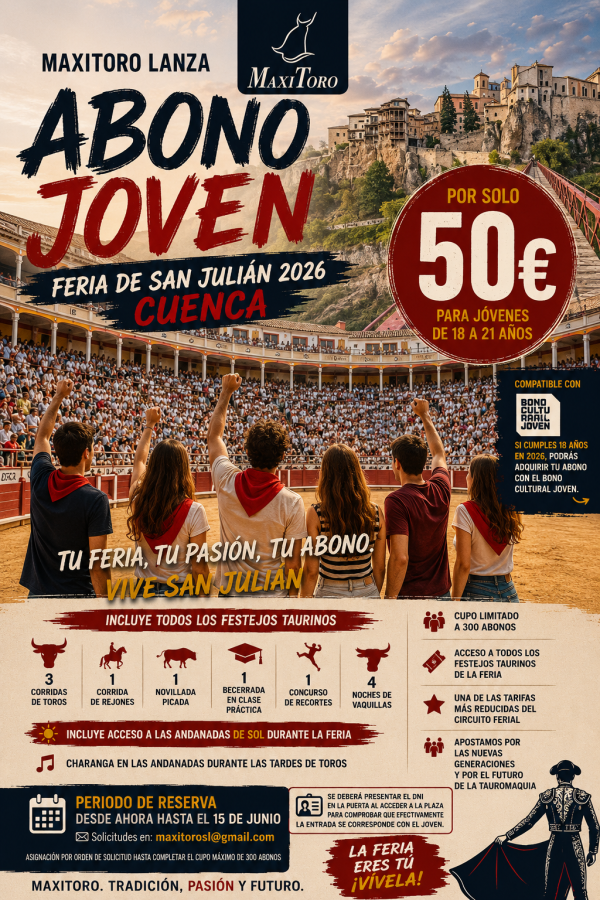 Maxitoro lanza un abono joven para San Juli�n: 50 euros para todas las corridas y vaquillas