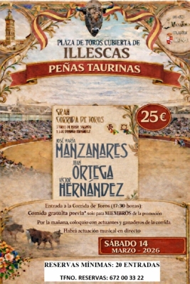 MaxiToro amplía el plazo de descuento de peñas en Illescas: toros, comida gratis y coloquios por sólo 25 euros